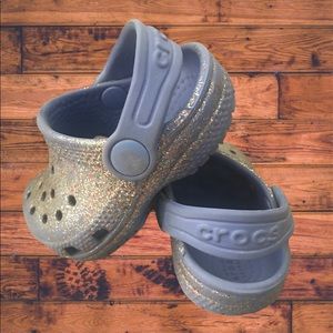 Little Girls Purple Glitter Crocs